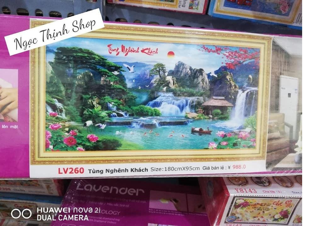 Tranh đính đá tùng nghênh khách mã lv260 kt:180x95cm