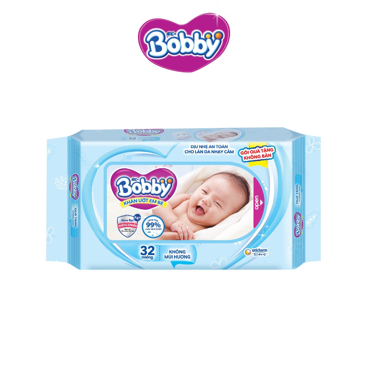 [MKB Gift] Gói khăn ướt Bobby không mùi 32 miếng