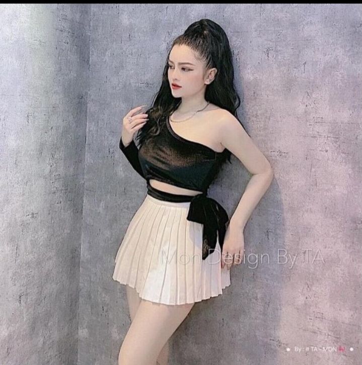 [HCM]Áo croptop tay dài phối da beo (free size dưới 53kg) có ảnh thật