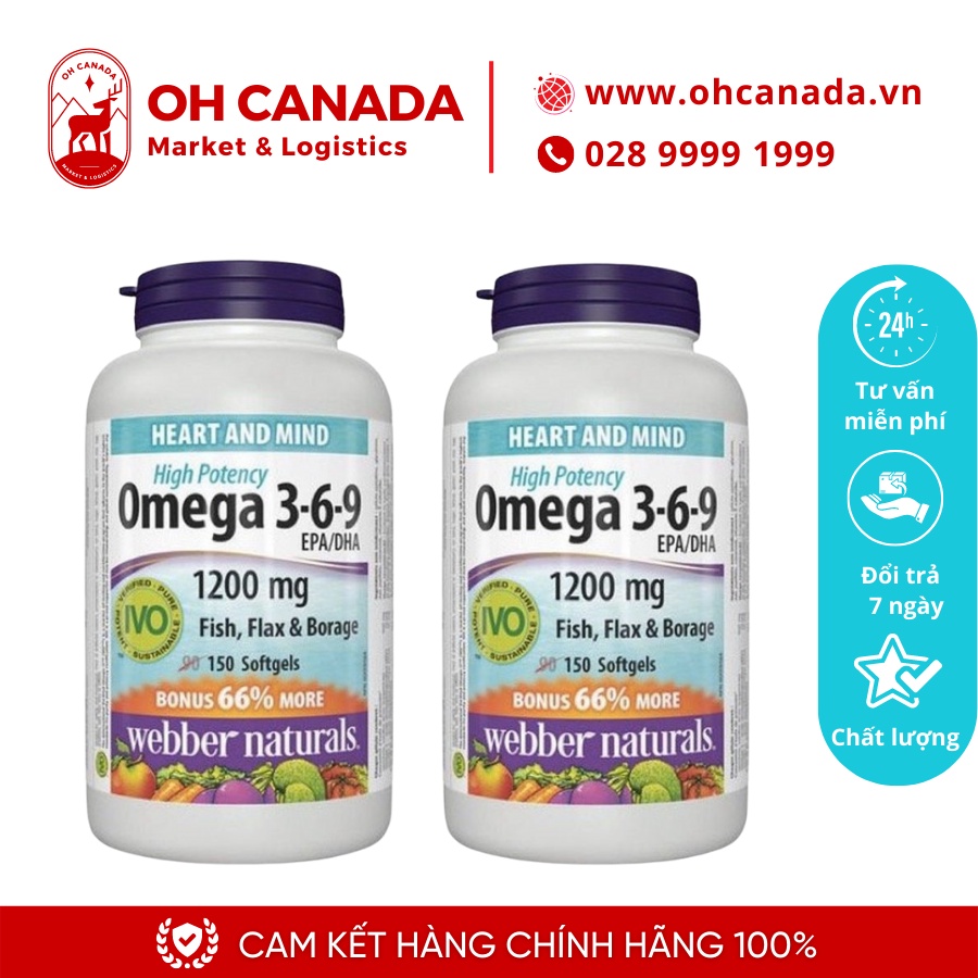 Dầu cá webber naturals high potency omega 369 1200mg 150 viên
