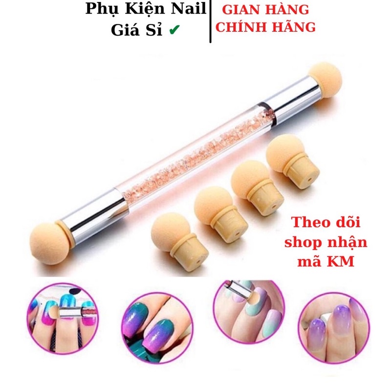 Cọ mút 2 đầu làm ombre móng hoặc dặm nhũ trang trí móng