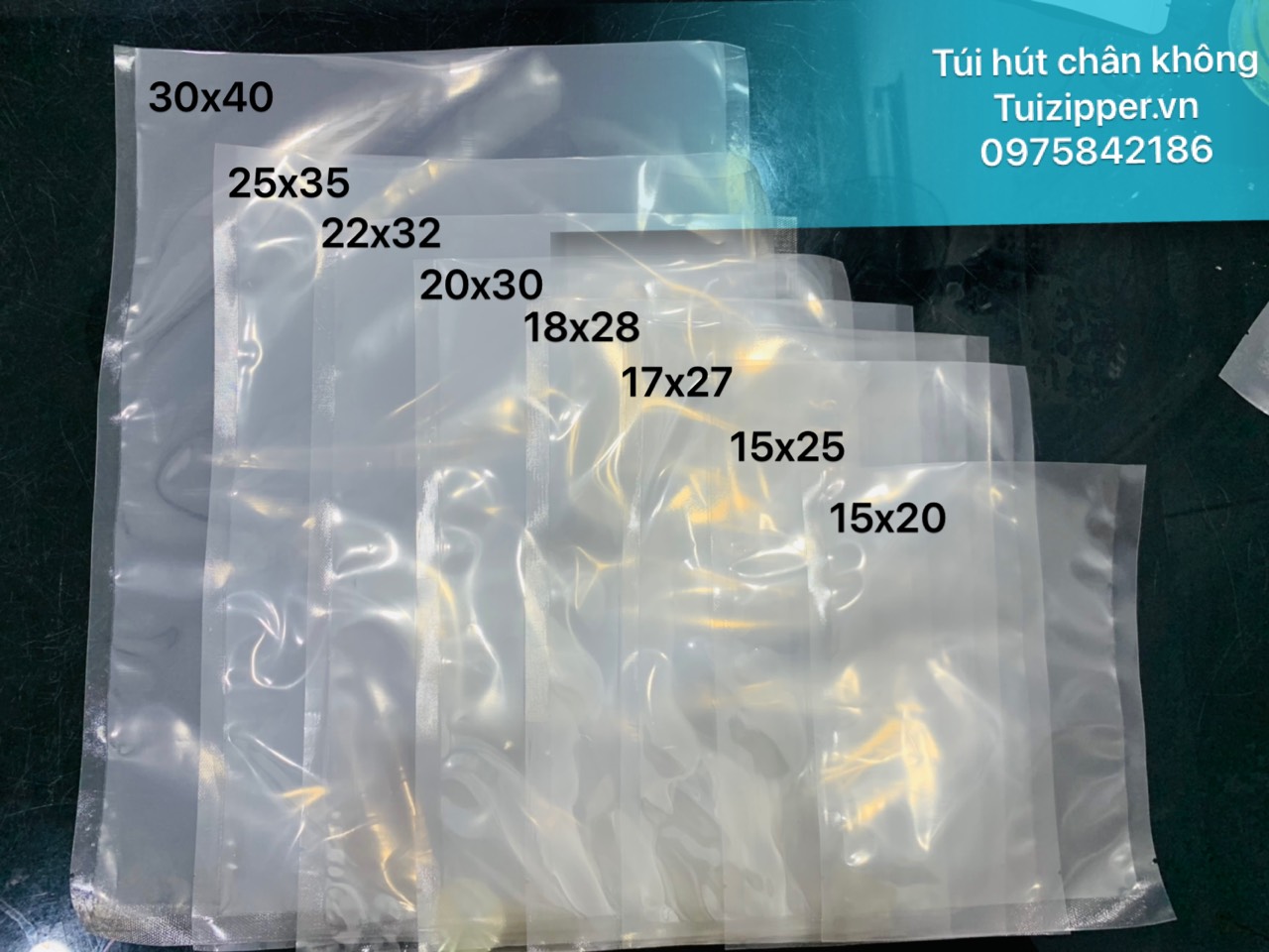 1kg túi hút chân không 2 măt trong đóng gói, bảo quản thực phẩm dày 10 dzem