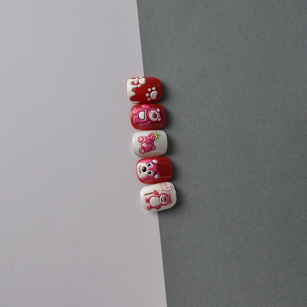 Sticker Lụa Nổi 5D | Gấu Dâu Lotso | Hình Dán Móng Tay