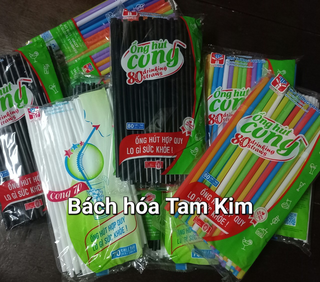 [Bịch 80 cây] Ống hút cong phi 6 - nhiều màu và màu đen