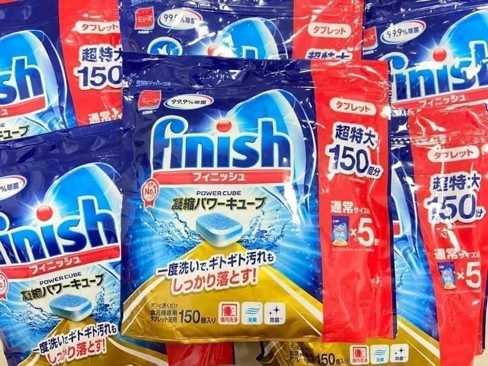 Viên rửa bát Finish Power Cube Nhật Bản (túi 150 viên) dành cho máy rửa bát