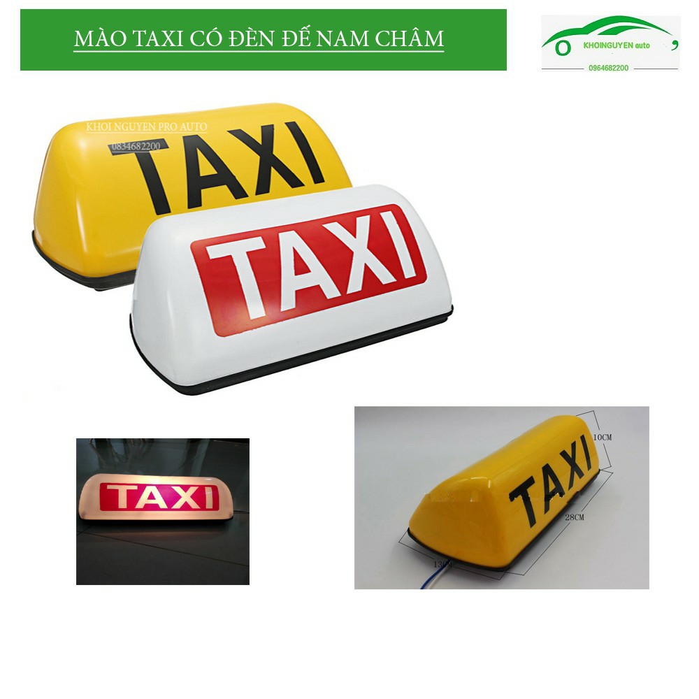 Mào taxi vàng - có đèn - đế nam châm cỡ 28cm