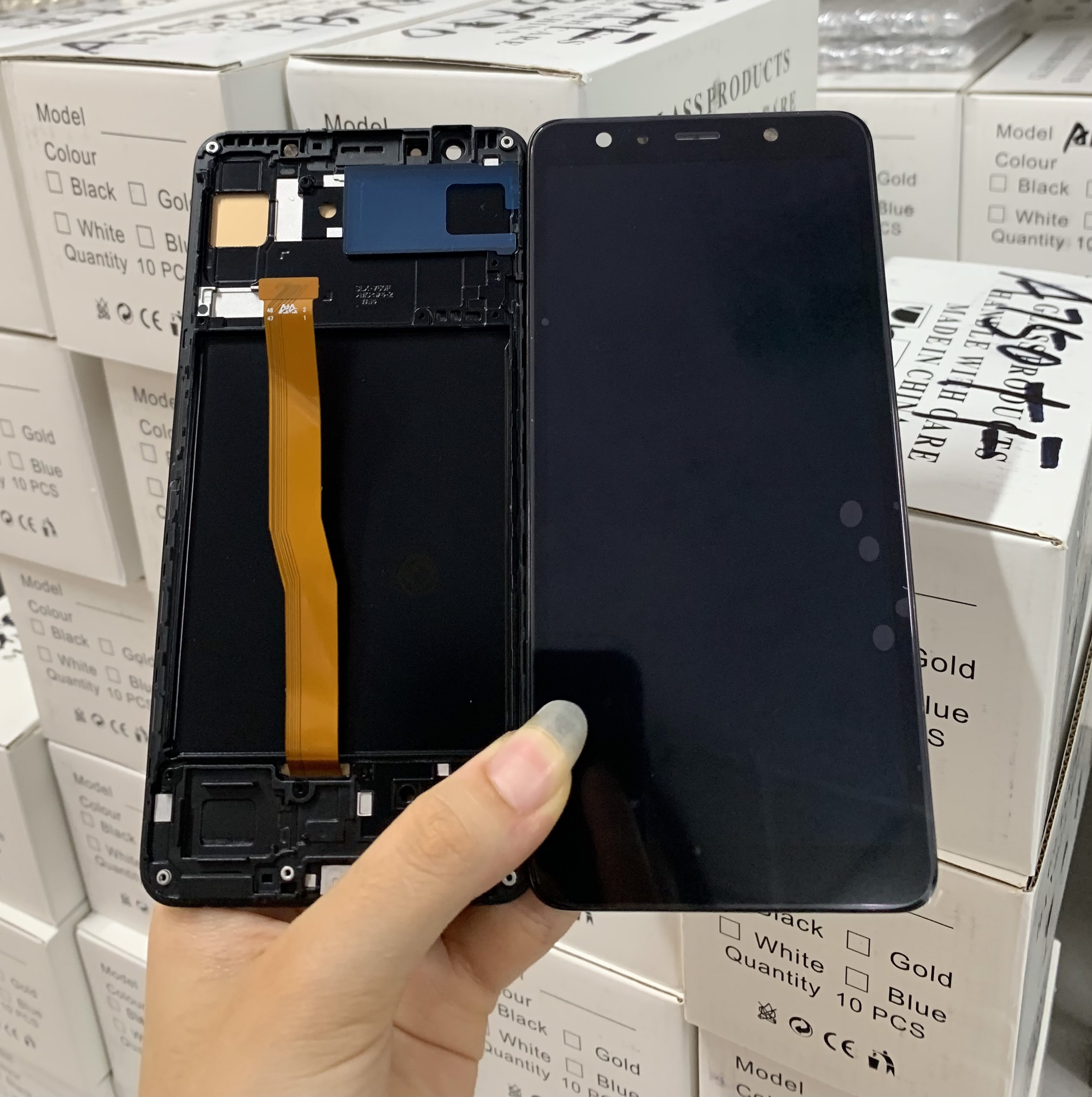 Màn hình oled (2ic) liền khung Galaxy A7 - 2018 / A750 màu đen, (chất lượng như zin)