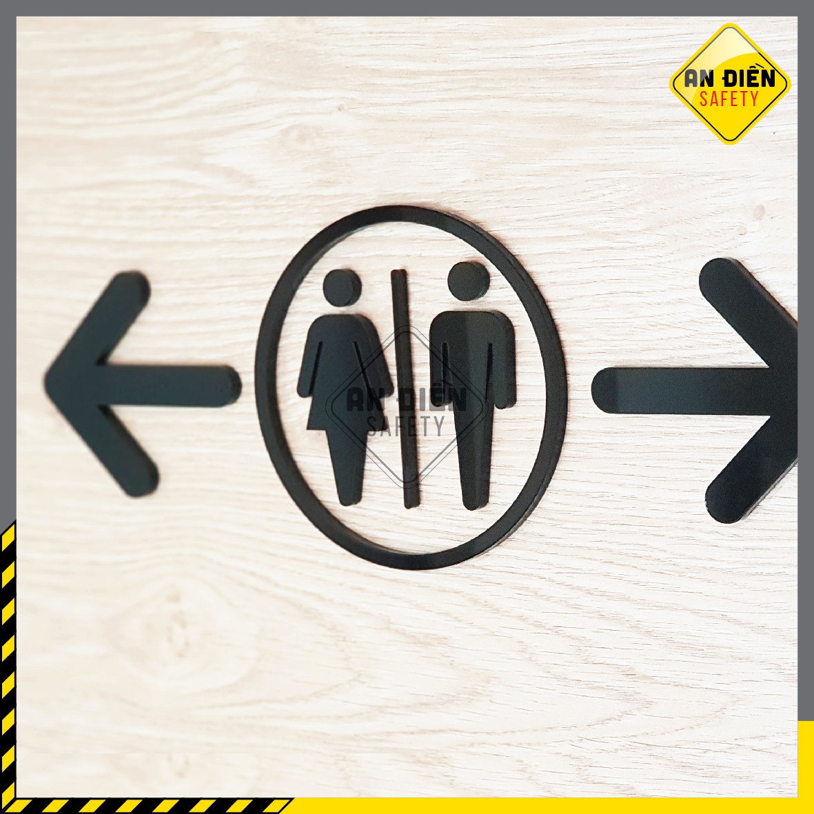 Biển báo An Điền Safety - Bảng tên phòng vệ sinh Nam Nữ bằng mica cao cấp tặng kèm miếng dán tường keo 3M