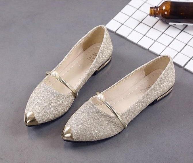 Giày Búp Bê Hạt Ngọc Ánh Nhũ
