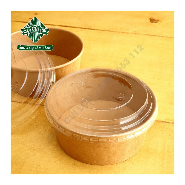 SET 10 HỘP TRÒN GIẤY KRAFT / TRE 1000ML