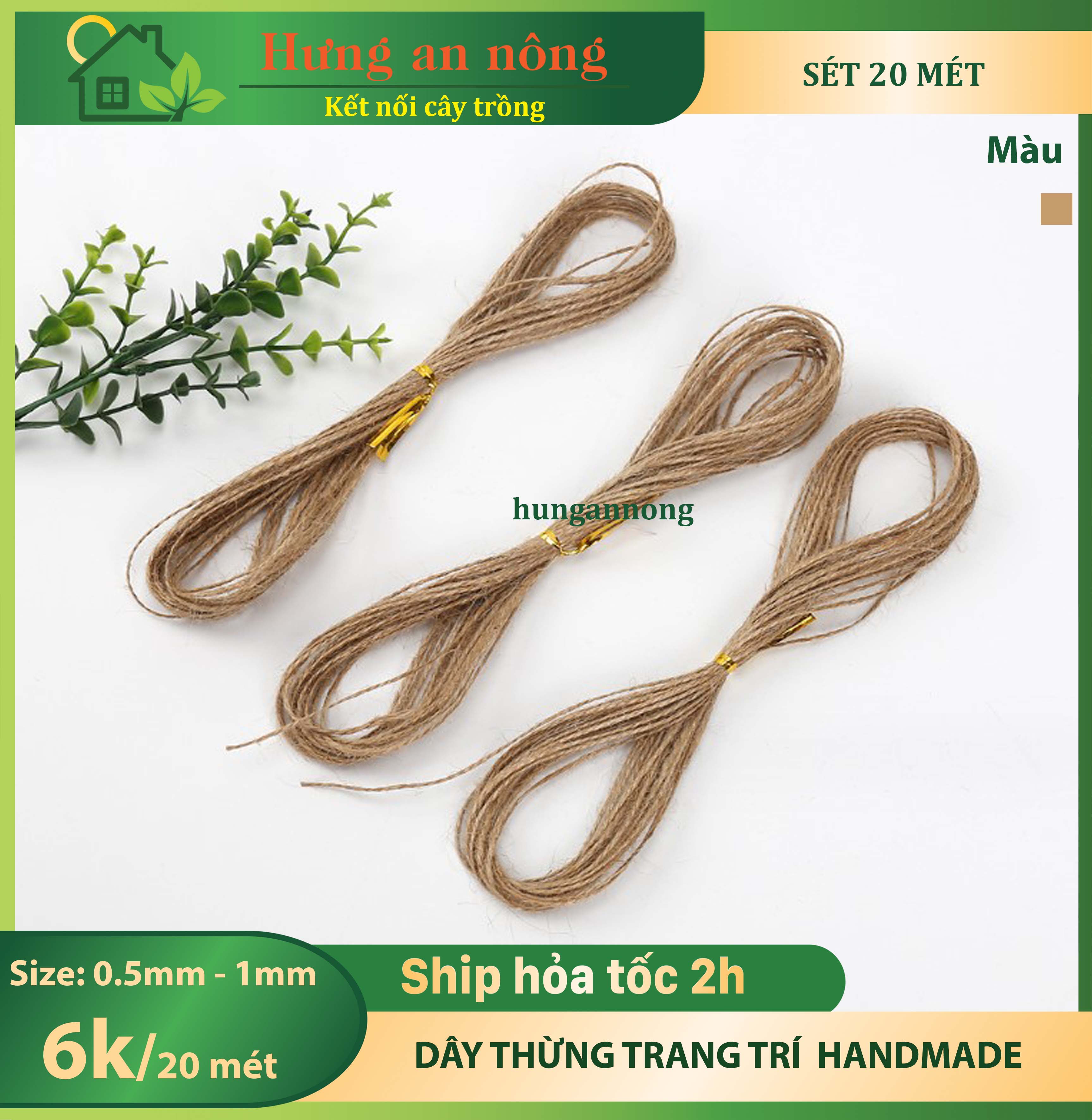 20 mét dây thừng, dây gai trang trí handmade size 0.5mm ( dây mỏng nhưng chắc chắn )