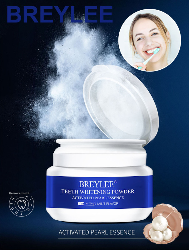 [HCM]BREYLEE Bột Tẩy Trắng Răng Kem Đánh Răng Nha Khoa Dụng Cụ Răng Trắng Sạch Vệ Sinh Răng Miệng Bàn Chải Đánh Răng Gel Loại Bỏ Mảng Bám Vết Bẩn Teeth Whitening White Pearl Powder 30G
