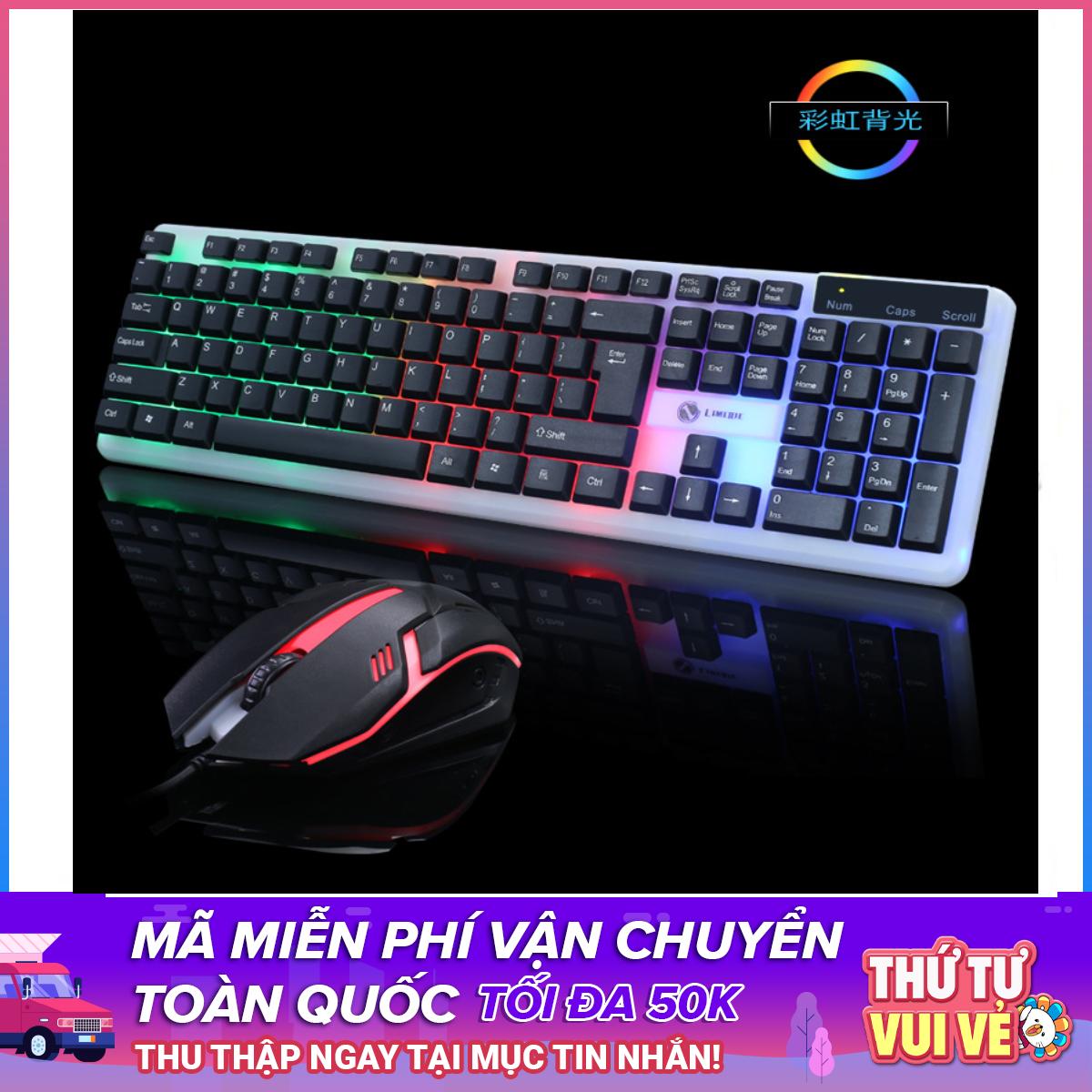 COMBO Bàn phím chuột Led 7 màu + Tặng lót Logitech