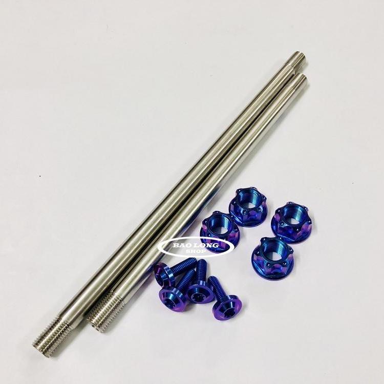 Cặp Cốt INOX 304 Full ốc Titan GR5 Gắn EXCITER 150 (màu Xanh Tím và Xanh Lục Bảo)