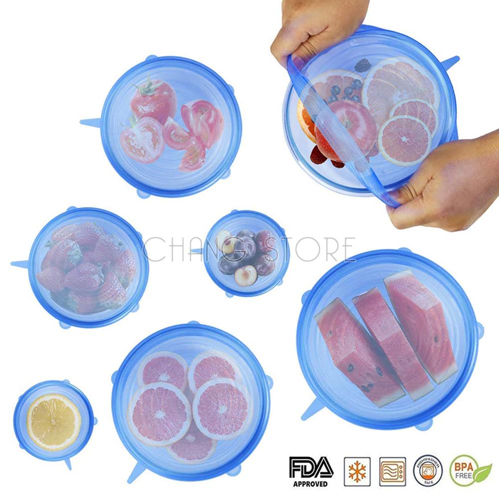 Bộ 6 Nắp Đậy Silicon Thay Thế Màng Bọc Thực Phẩm