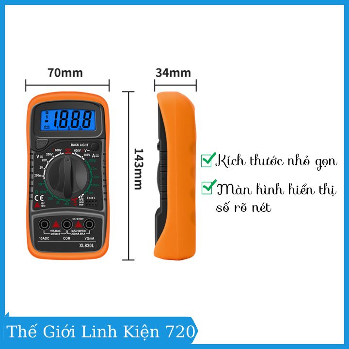 Đồng hồ đo điện tử vạn năng XL830L, đồng hồ đo điện đa năng, đo điện áp,.. hiển thị số, đồng hồ đo có kèm pin theo