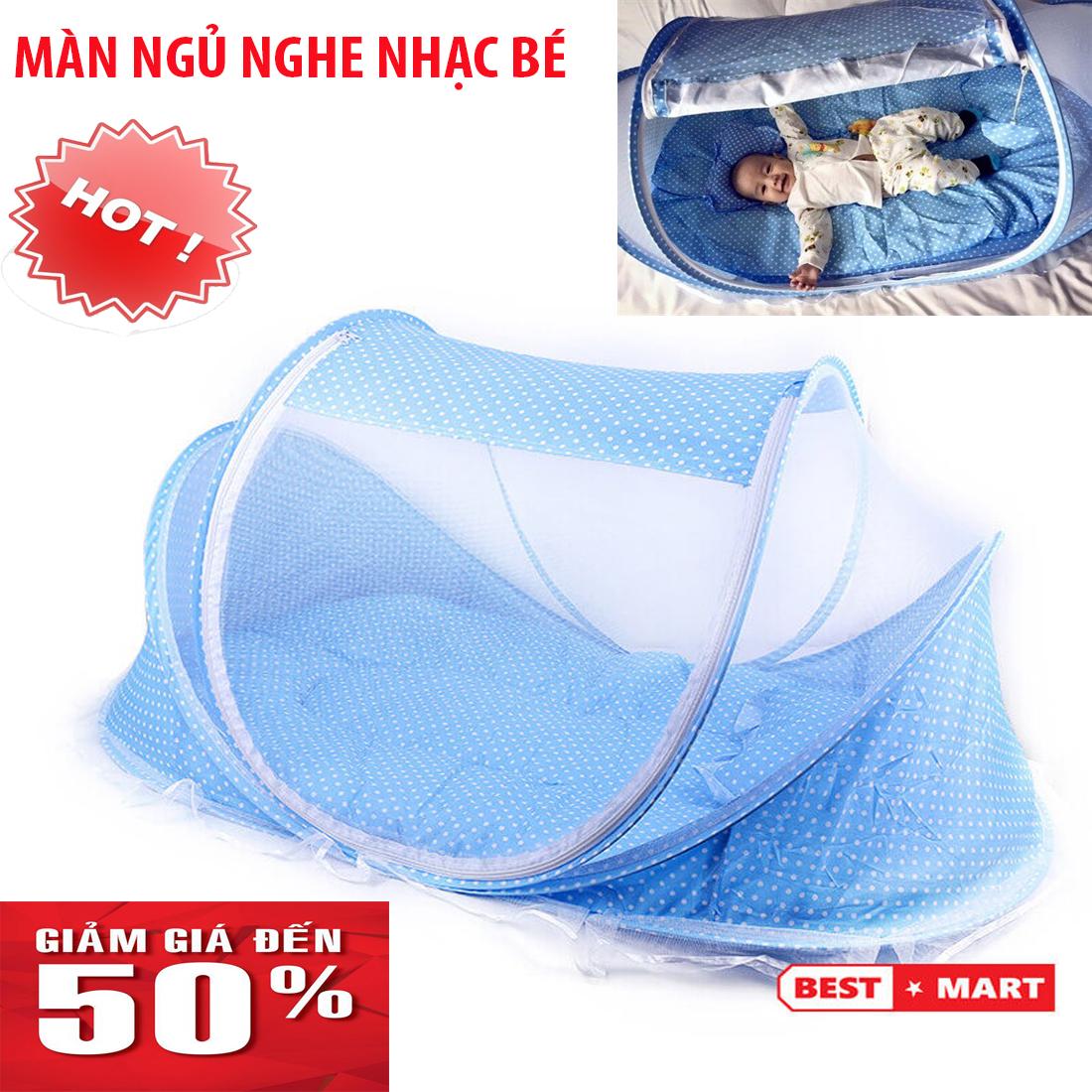 Màn Chống Muỗi,Màn chụp kết hợp đệm, Màn lưới chống muỗi nằm phát nhạc cho bé yêu. Màn Nghe Nhạc Cho Bé Yêu Cao Cấp, Chống Muỗi, Có Nhạc Cho Bé, Ngủ Ngon Và Dễ Dàng Gấp Gọn Bảo Hành Bởi Lucky Store SG.