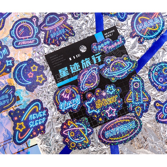 Sticker Phi hành gia vũ trụ Lấp lánh Màu sắc Nổi bật