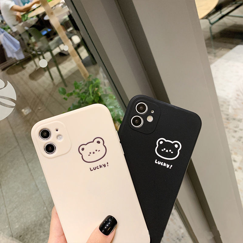 Ốp Lưng Silicon Màu Bảo Vệ CAMERA Bear Lucky