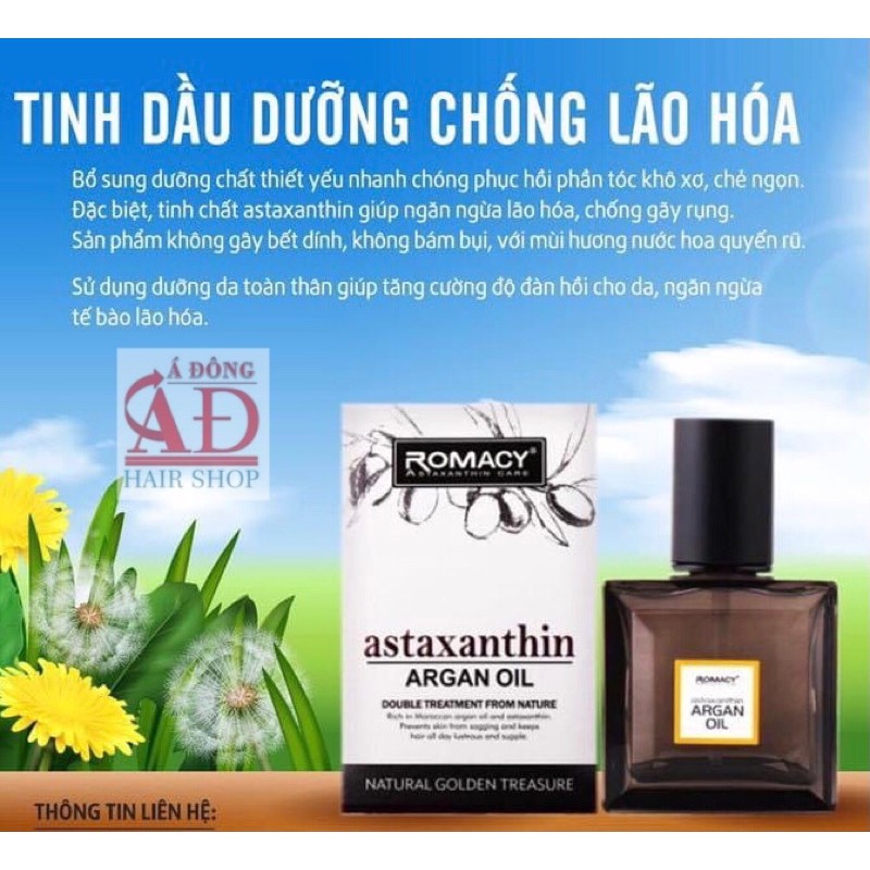 TINH DẦU DƯỠNG TÓC ROMACY ASTAXANTHIN ARGAN OIL 55ML