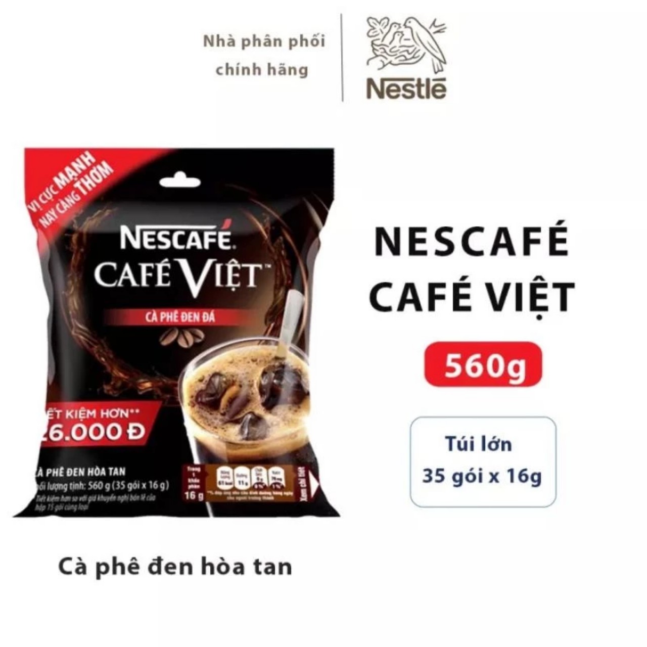 [DATE 8/2025][COMBO 2 BỊCH DATE MỚI] NESCAFÉ hòa tan - Cà phê Việt Đen đá (35gói x 16g)