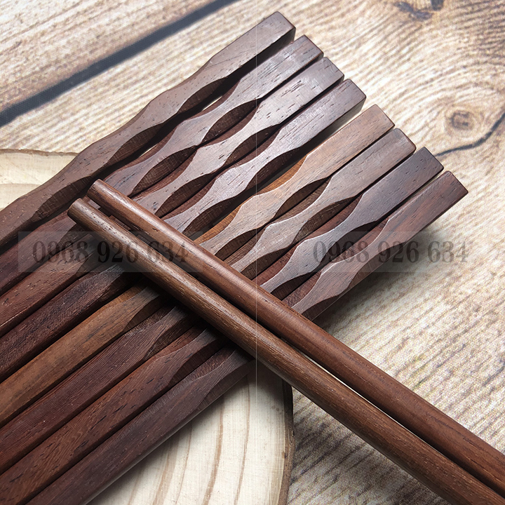Đũa ăn cơm - Bộ 10 đôi đũa gỗ cẩm CAO CẤP - Đũa gỗ chống mốc
