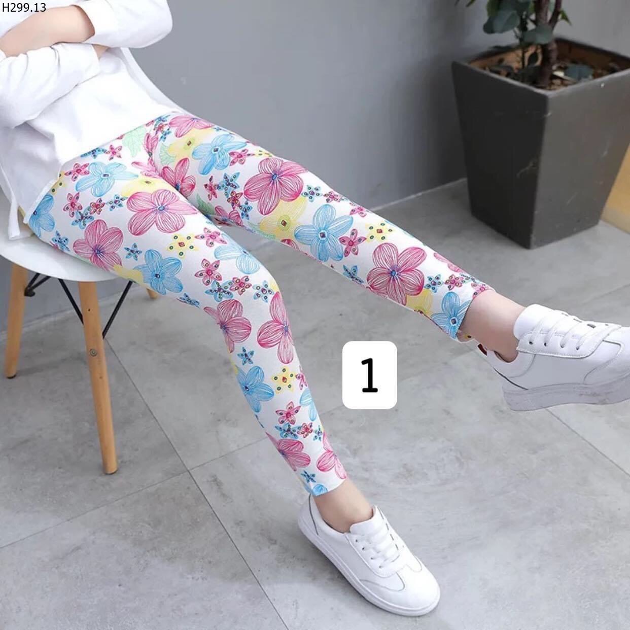 [HCM]Quần Legging Thun Hoa Văn Bé Gái Size 12-33kg