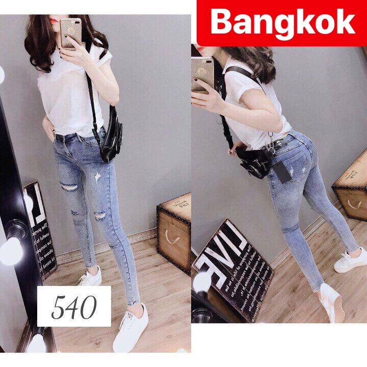 QUẦN JEAN NỮ XANH RÁCH HOT TREND LƯNG CAO NÂNG MÔNG TREND MỚI THÁI LAN BK 540 - TÝ GOLD 2020