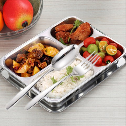 Khay cơm inox 4 ngăn sâu lòng cao cấp