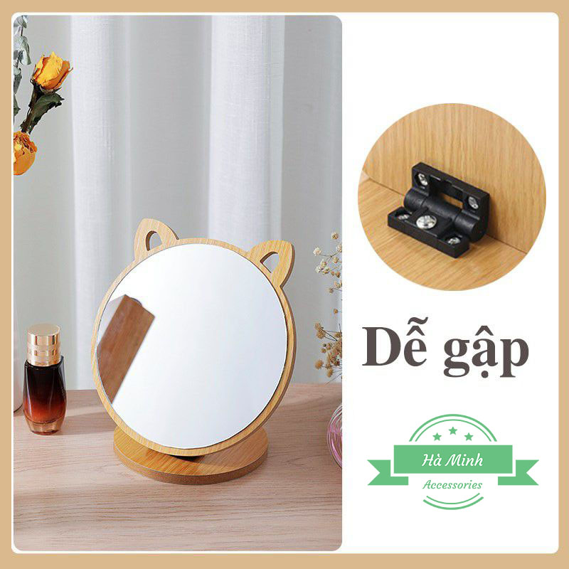 Gương tai mèo gỗ phong cách hàn quốc