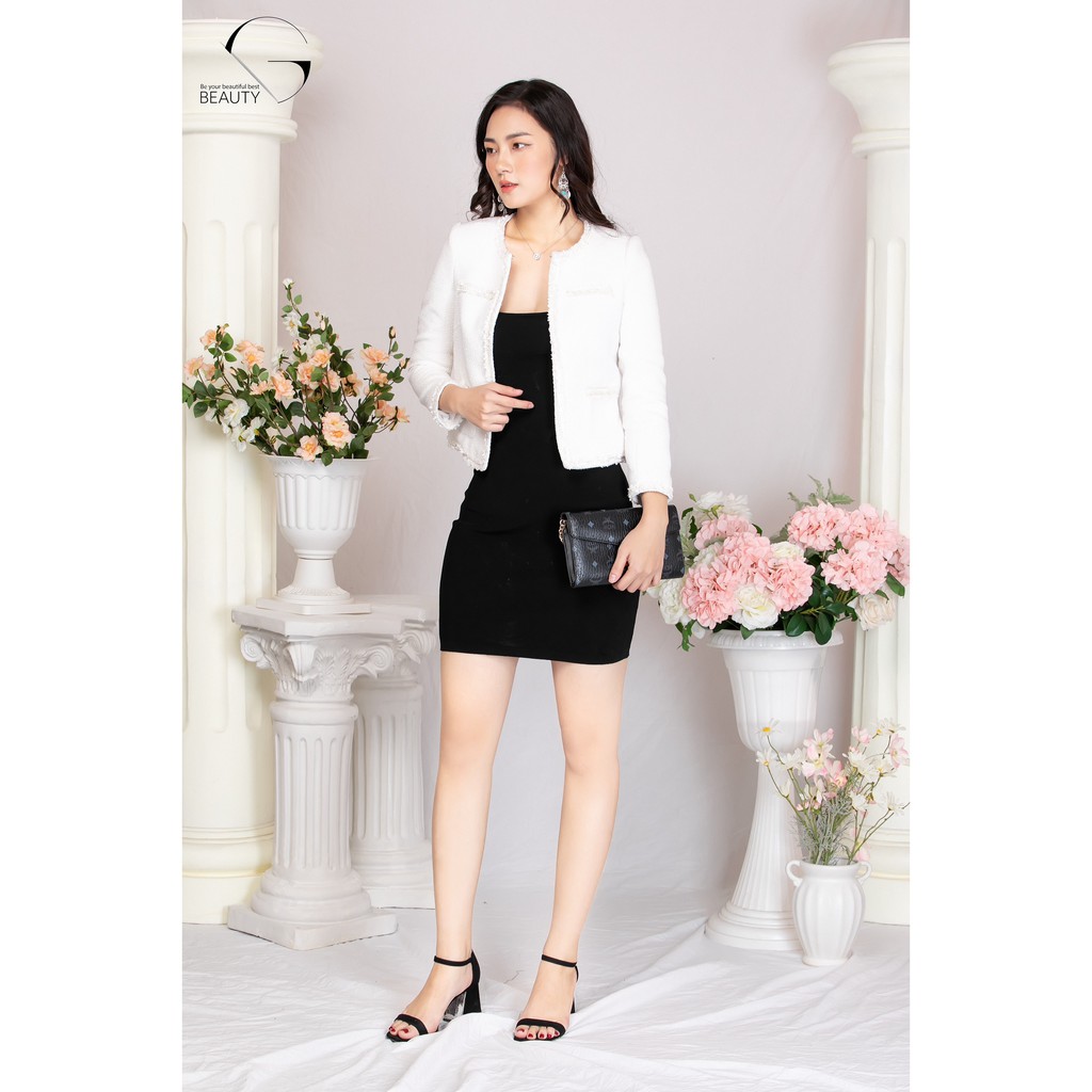G Beauty Áo Vest Phối Ren Trắng