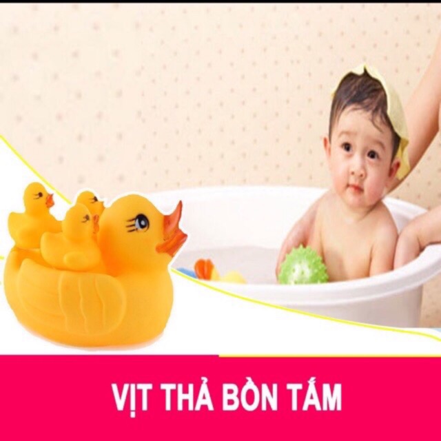 Đồ chơi đàn vịt thả bồn tắm có còi phát tiếng