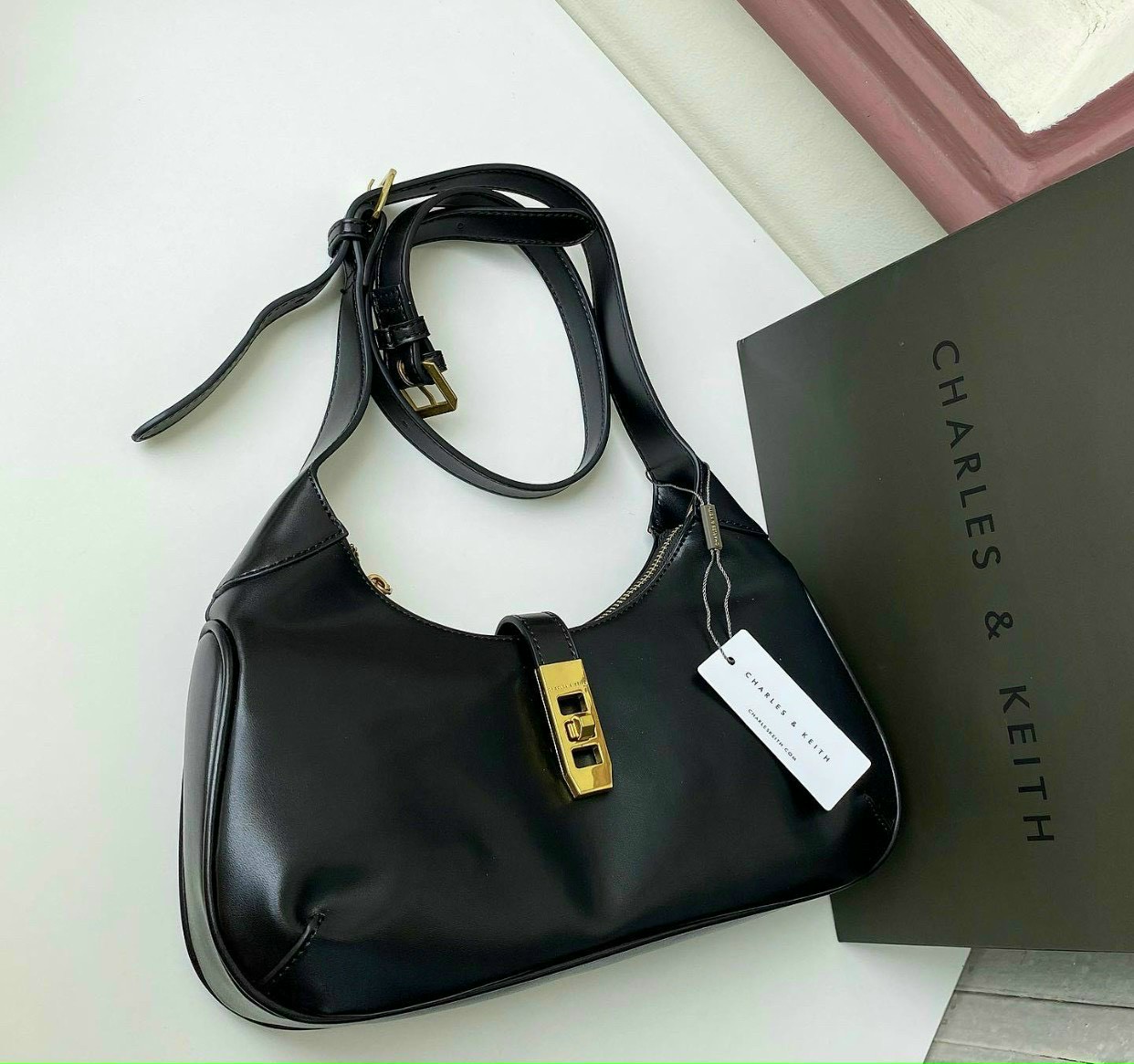 Charles & Keith | Bags | Fixed Price Charles Keith Croc Effect Double Top  Handle Structured Bag | Poshmark