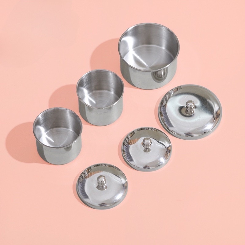 Set of 3 cups sulfur and đựng powder make up manicure