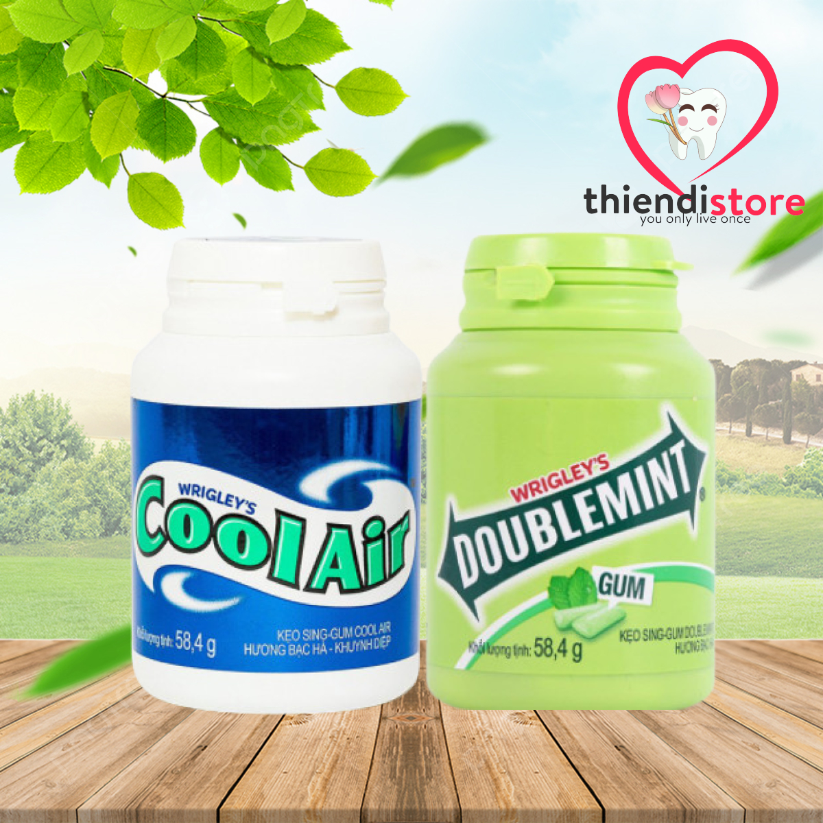 Combo Kẹo Singum DOUBLEMINT & Cool Air Bạc Hà – Thơm Miệng, Mát Lạnh Sảng Khoái