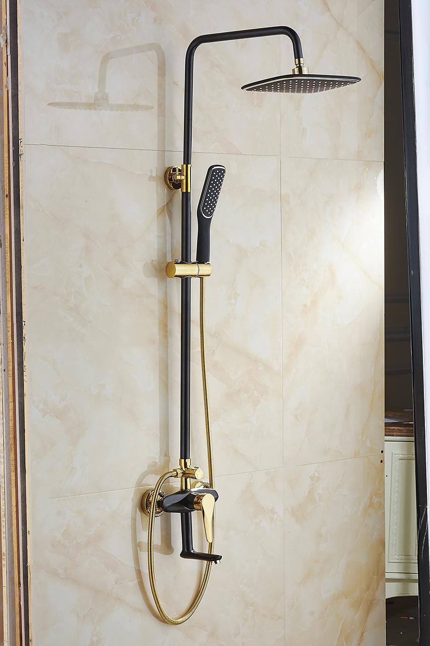 Bộ vòi sen cây tắm đứng nóng lạnh nhập khẩu S913 ( Đen vàng ) - Tiêu chuẩn Châu Âu