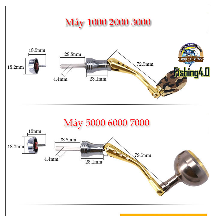 TAY QUAY ĐỘ MÁY CÂU SHIMANO - CỐT VUÔNG 4 CẠNH