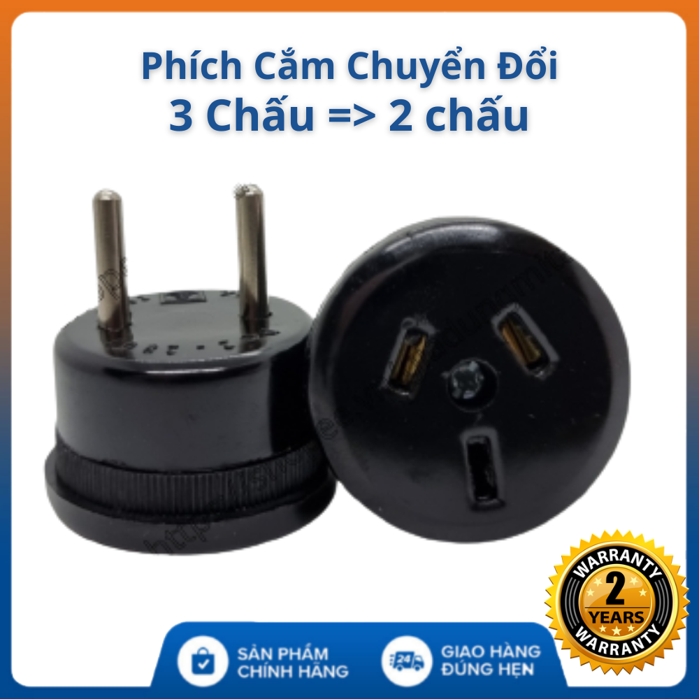 Phích cắm chuyển đổi 3 chấu xéo sang 2 chấu - -Thiết kế lớp vỏ ngoài chắc chắn với chất liệu nhựa ABS cao cấp, chịu được nhiệt độ, không bị nóng chảy, chịu va đập, chống cháy