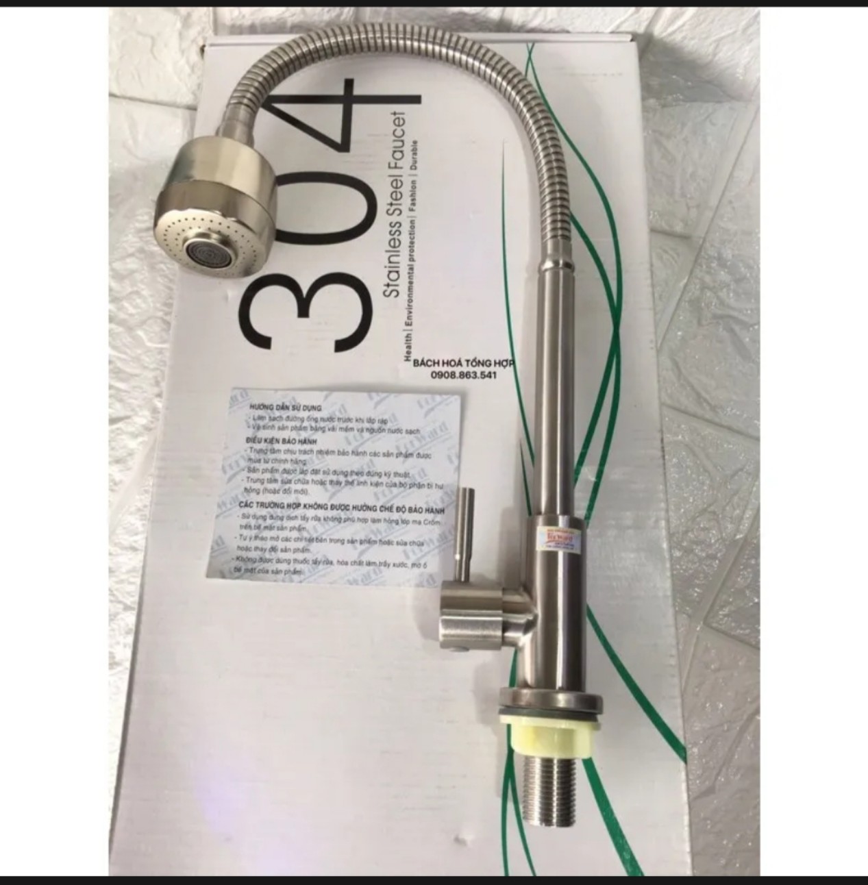 Vòi rửa chén xoay 360 độ , vòi lò xo, vòi chén bẻ inox 304 cao cấp siêu bền