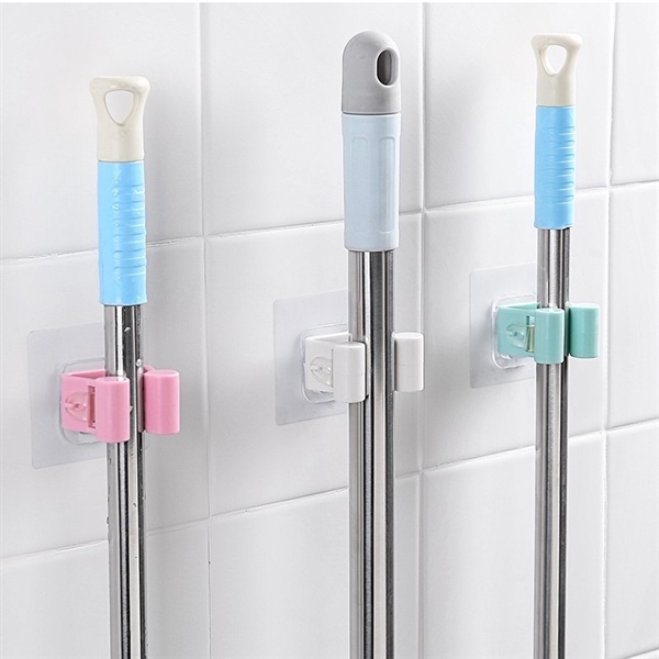 Móc Dán Tường Kẹp Giữ Cây Lau Nhà - Móc Treo Chổi, Vòi Nước Gắn Tường Tiết Kiệm Không Gian