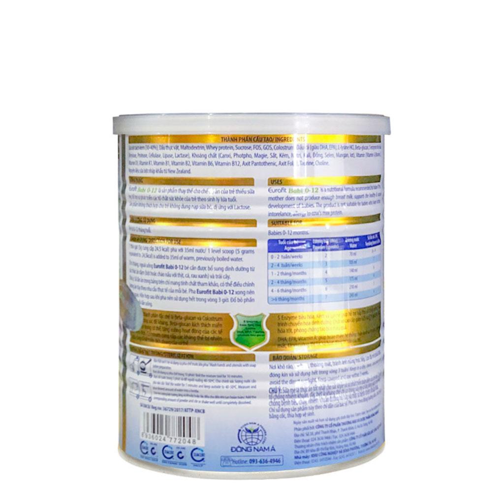 Sữa Bột Eurofit Babi Hộp 400g (Cho trẻ từ 0~12 tháng tuổi)
