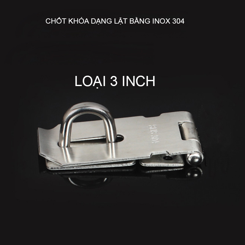 Chốt khóa cửa kiểu lật bằng inox 304 dày 2mm, loại 3inch-4inch hoặc 5inch tùy chọn