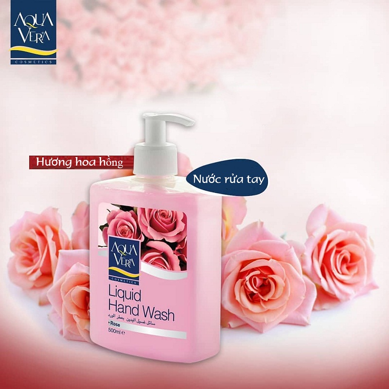 Nước rửa tay dưỡng chất hoa hồng Aquavera 500ml