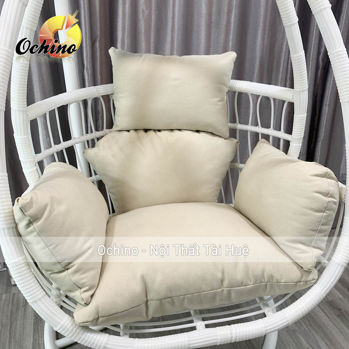 (FREE SHIP) Đệm Lót xích đu phượng Hoàng đơn cao cấp để phòng Khách hoặc ban công sân vườn gồm 5 món ( có sẵn)