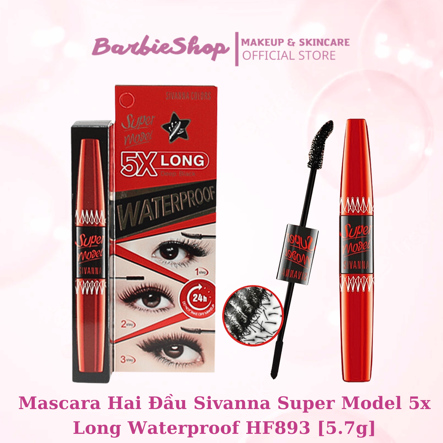 Mascara Super Model 5x Long Waterproof Sivanna HF893