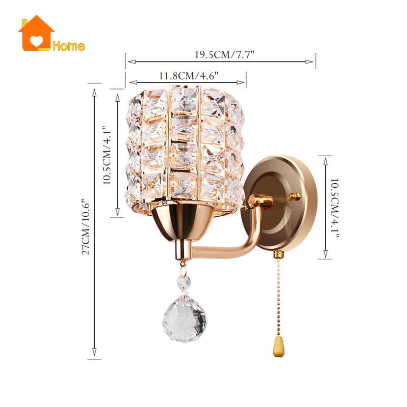 №卍✑  Đèn Led Pha Lê Gắn Tường Trang Trí Nội Thất E26 / E27