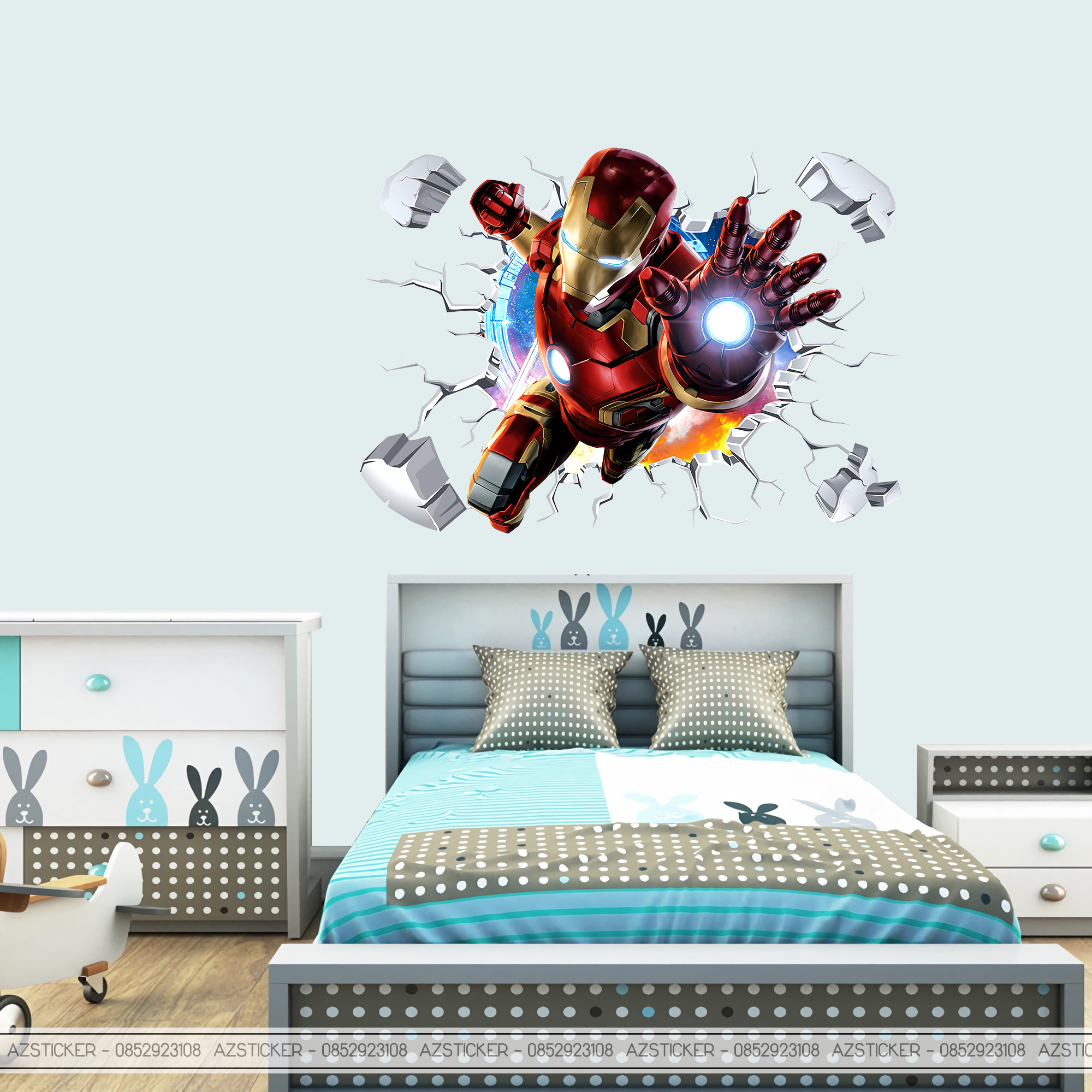 TRANH DÁN TƯỜNG 3D CHỦ ĐỀ IRON MAN