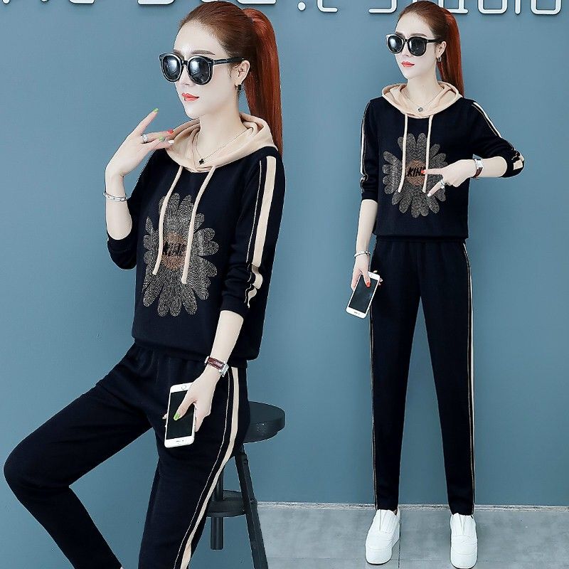 ĐỒ BỘ THỂ THAO THU ĐÔNG NỮ HOA CÚC ĐÍNH ĐÁ CAO CẤP