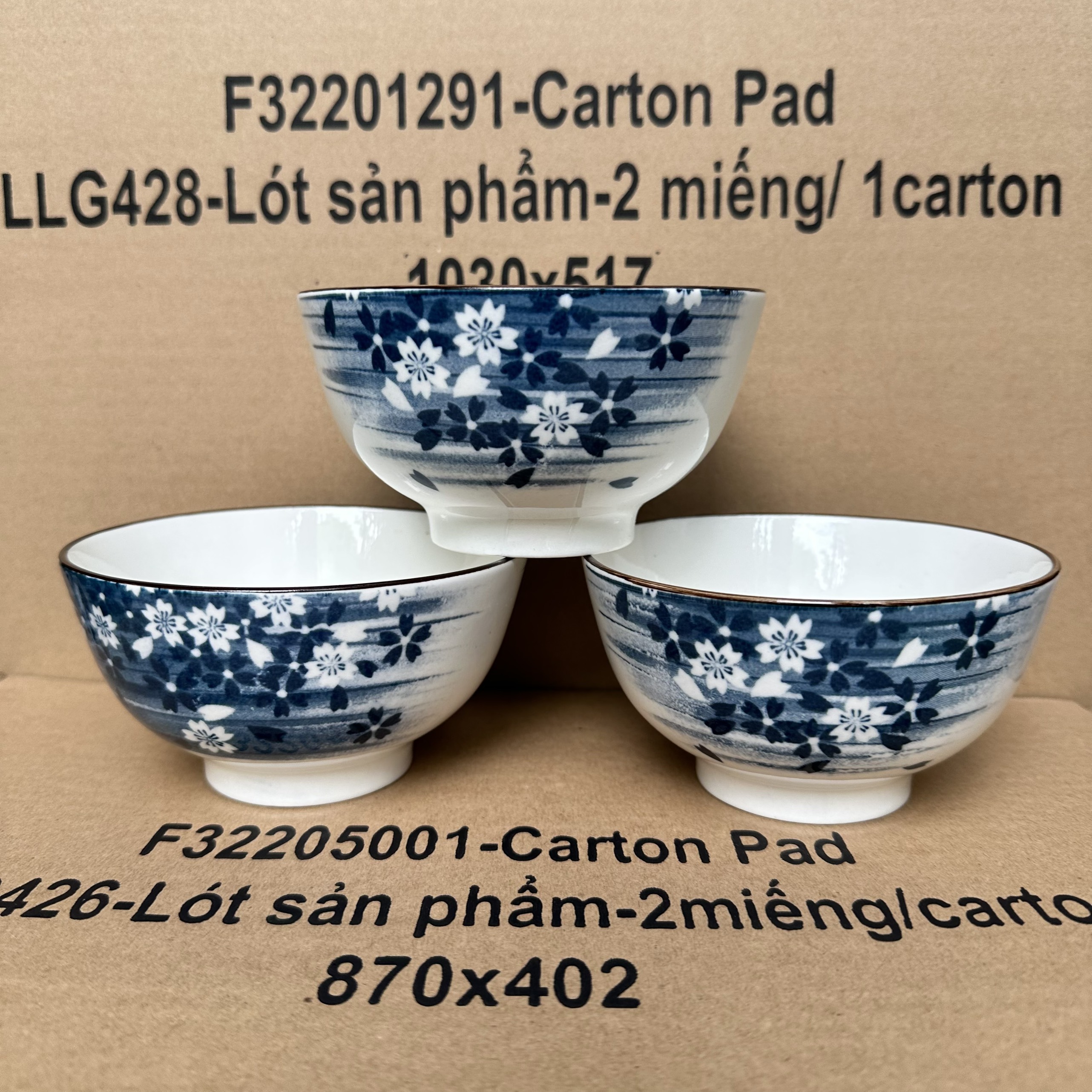 Bộ 10 chén sứ ăn cơm - bộ chén màu xanh trắng ( giao màu ngẫu nhiên )