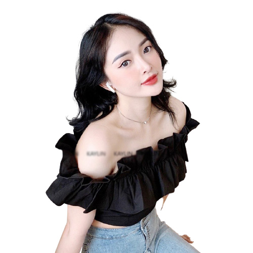 Áo kiểu nữ croptop tay ngắn viền bèo ngực thời trang xuân hè Av0145